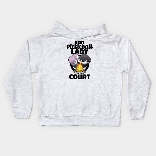 Best Pickleball Lady Paddle Pickleballer Lucky Pickleball Kids Hoodie by MerchBeastStudio